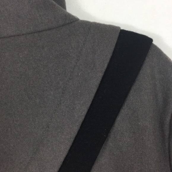 Lux Black Gray Wool Blend Button Peacoat Jacket L - Picture 8 of 8